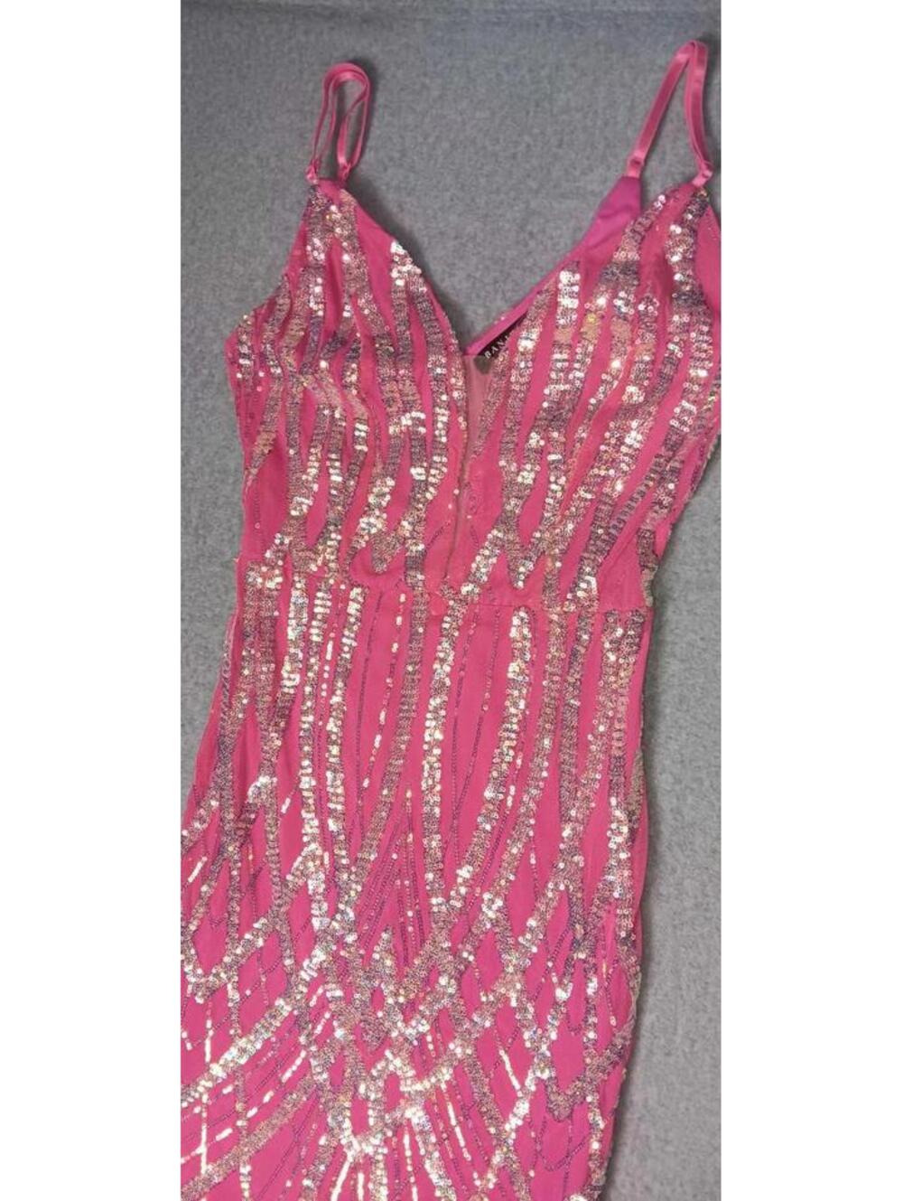Banjul Sequin Mermaid Fit And Flare Maxi Dress Womens Size Small Pink With Rose - Picture 6 of 12